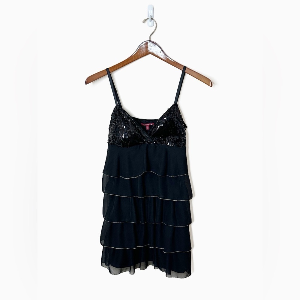 Black Tiered Ruffle Dress, NWOT, size Large, Flapper Girl Halloween Costume
